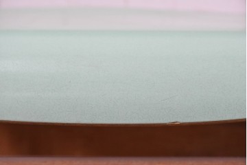 【簡易リペア限定品】　イギリスヴィンテージ　スタッキングできる淡いグリーンカラーのスクールチェア7脚セット　(R-090096)