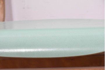 【簡易リペア限定品】　イギリスヴィンテージ　スタッキングできる淡いグリーンカラーのスクールチェア6脚セット　(R-090097)