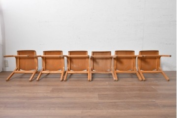 【簡易リペア限定品】　イギリスヴィンテージ　スタッキングできるライトブルーカラーのチャイルドチェア6脚セット　(R-090098)