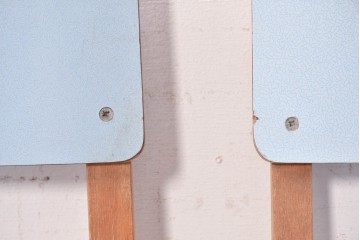 【簡易リペア限定品】　イギリスヴィンテージ　スタッキングできるライトブルーカラーのチャイルドチェア6脚セット　(R-090098)