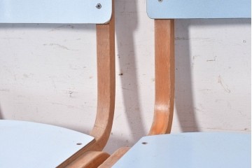 【簡易リペア限定品】　イギリスヴィンテージ　スタッキングできるライトブルーカラーのチャイルドチェア6脚セット　(R-090098)