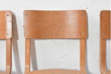 イギリスヴィンテージ　スタッキングできるスクールチェア4脚セット　(R-090099)