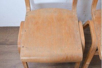 イギリスヴィンテージ　スタッキングできるスクールチェア4脚セット　(R-090099)