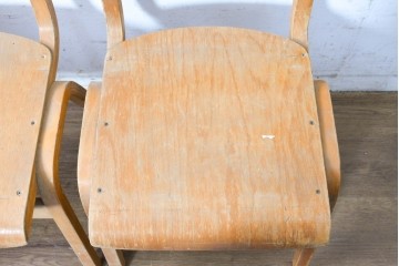 イギリスヴィンテージ　スタッキングできるスクールチェア4脚セット　(R-090099)