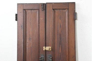 イギリスアンティーク建具　1920年頃　縦長のパネルデザインが印象的な両開きドア2枚(1対)セット　(R-090108)