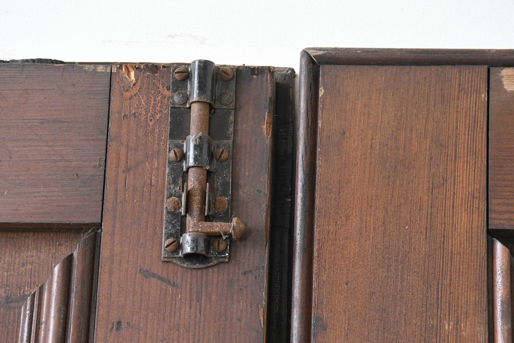 イギリスアンティーク建具　1920年頃　縦長のパネルデザインが印象的な両開きドア2枚(1対)セット　(R-090108)