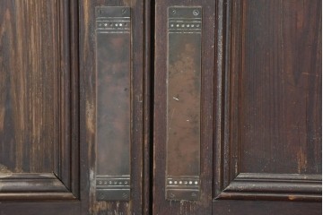 イギリスアンティーク建具　1920年頃　縦長のパネルデザインが印象的な両開きドア2枚(1対)セット　(R-090109)