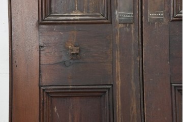 イギリスアンティーク建具　1920年頃　縦長のパネルデザインが印象的な両開きドア2枚(1対)セット　(R-090109)