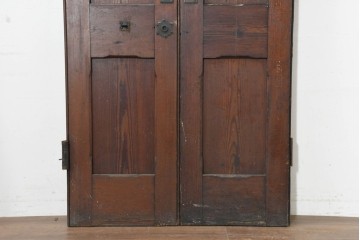 イギリスアンティーク建具　1920年頃　縦長のパネルデザインが印象的な両開きドア2枚(1対)セット　(R-090109)