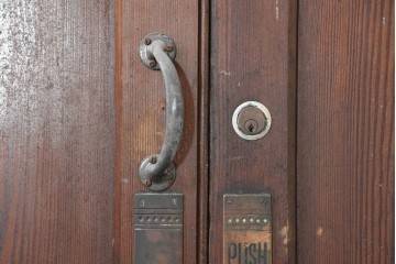 イギリスアンティーク建具　1920年頃　縦長のパネルデザインが印象的な両開きドア2枚(1対)セット　(R-090109)