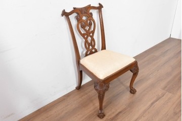 中古　MAITLAND SMITH(メートランドスミス)　マホガニー材　繊細な彫刻意匠と猫脚が優雅なチェア　(R-090110)