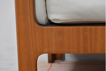 和製ヴィンテージ　レザー・欅材　天童木工　剣持勇デザイン　Haco(ハコ)　ジャパニーズモダンを象徴する名作イージーチェア　現行定価約50万円　(R-090112)