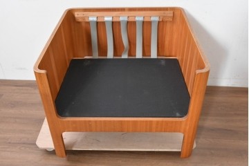 和製ヴィンテージ　レザー・欅材　天童木工　剣持勇デザイン　Haco(ハコ)　ジャパニーズモダンを象徴する名作イージーチェア　現行定価約50万円　(R-090112)