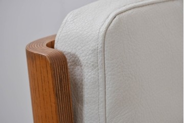 和製ヴィンテージ　レザー・欅材　天童木工　剣持勇デザイン　Haco(ハコ)　ジャパニーズモダンを象徴する名作イージーチェア　現行定価約50万円　(R-090113)