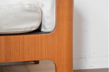 和製ヴィンテージ　レザー・欅材　天童木工　剣持勇デザイン　Haco(ハコ)　ジャパニーズモダンを象徴する名作イージーチェア　現行定価約50万円　(R-090113)