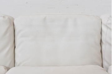 和製ヴィンテージ　レザー・欅材　天童木工　剣持勇デザイン　Haco(ハコ)　成形合板の箱型フレームが美しい3人掛けソファ　現行定価約110万円　(R-090114)
