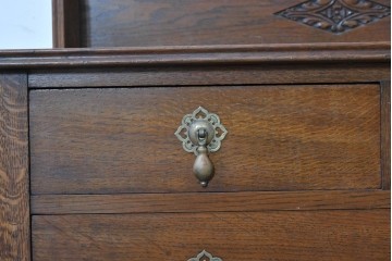 イギリスアンティーク　1920年頃　オーク材　人気の小振りサイズ!　可動式ミラーを備えたドレッシングチェスト　(R-090118)