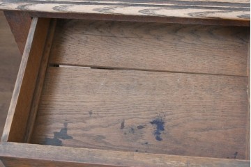 イギリスアンティーク　1900年頃　希少デザイン!!　オーク材　シャッター扉がレトロな引き出し式デスク付き本棚　(R-090128)