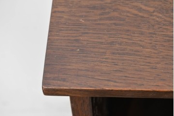 イギリスアンティーク　オーク材　彫刻入り扉を備えたスリムなサイドキャビネット　(R-090144)