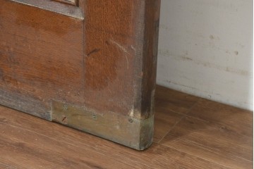 アンティーク建具　1920年から1930年頃　オーク材　ひし形意匠のステンドグラス入りドア 2枚(1対) セット　(R-090169)