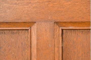 アンティーク建具　1920年から1930年頃　オーク材　ひし形意匠のステンドグラス入りドア2枚(1対)セット　(R-090170)