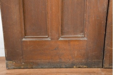 アンティーク建具　1920年から1930年頃　オーク材　ひし形意匠のステンドグラス入りドア2枚(1対)セット　(R-090170)