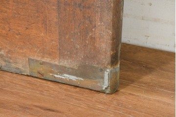 アンティーク建具　1920年から1930年頃　オーク材　ひし形意匠のステンドグラス入りドア2枚(1対)セット　(R-090170)