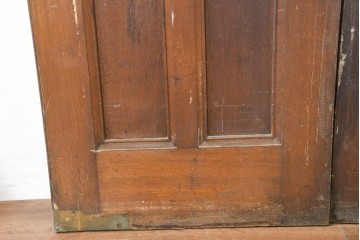 アンティーク建具　1920年から1930年頃　オーク材　ひし形意匠のステンドグラス入りドア2枚(1対)セット　(R-090170)