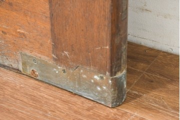 アンティーク建具　1920年から1930年頃　オーク材　ひし形意匠のステンドグラス入りドア2枚(1対)セット　(R-090170)