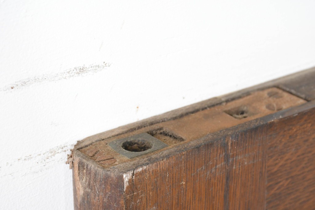 アンティーク建具　1920年から1930年頃　オーク材　ひし形意匠のステンドグラス入りドア2枚(1対)セット　(R-090170)