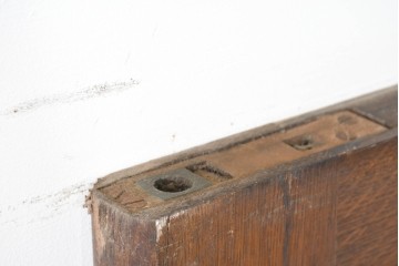 アンティーク建具　1920年から1930年頃　オーク材　ひし形意匠のステンドグラス入りドア2枚(1対)セット　(R-090170)