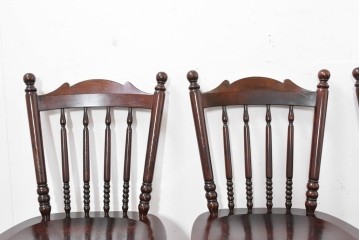 中古　松本民芸家具　16型スピンドルチェア　クラシカルなダイニングチェア4脚セット　定価(4脚合計)約48万円　(R-090177)