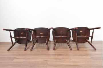 中古　松本民芸家具　16型スピンドルチェア　クラシカルなダイニングチェア4脚セット　定価(4脚合計)約48万円　(R-090177)