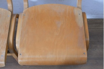 イギリスヴィンテージ　スタッキングできるスクールチェア5脚セット　(R-090183)