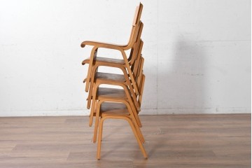 イギリスヴィンテージ　スタッキングできるスクールチェア5脚セット　(R-090183)
