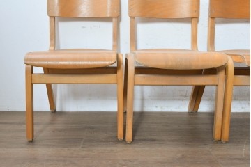 イギリスヴィンテージ　スタッキングできるスクールチェア5脚セット　(R-090184)