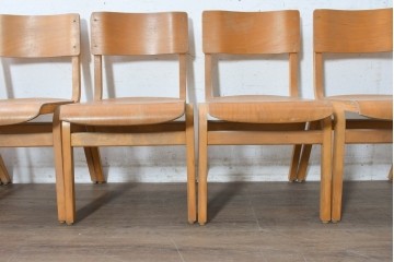 イギリスヴィンテージ　スタッキングできるスクールチェア5脚セット　(R-090184)