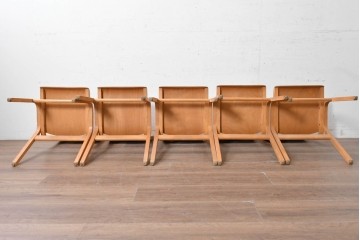 イギリスヴィンテージ　スタッキングできるスクールチェア5脚セット　(R-090185)