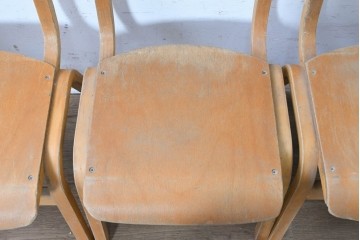 イギリスヴィンテージ　スタッキングできるスクールチェア6脚セット　(R-090186)