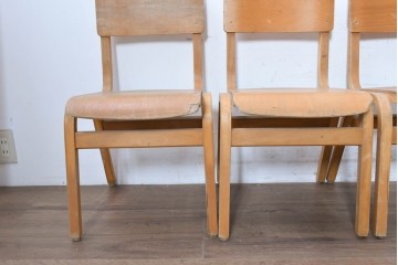 イギリスヴィンテージ　スタッキングできるスクールチェア6脚セット　(R-090186)