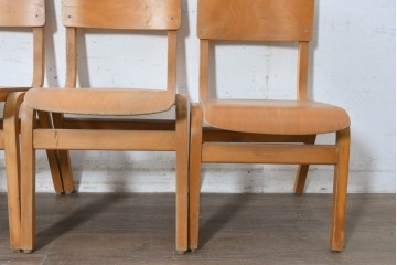 イギリスヴィンテージ　スタッキングできるスクールチェア6脚セット　(R-090186)