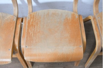 イギリスヴィンテージ　スタッキングできるスクールチェア5脚セット　(R-090187)