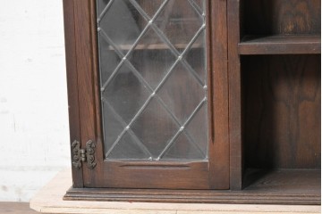イギリスヴィンテージ　ステンドグラスの扉が上品なウォールキャビネット　(R-090192)