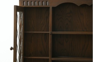 イギリスヴィンテージ　ステンドグラスの扉が上品なウォールキャビネット　(R-090192)