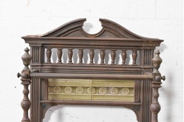 イギリスアンティーク　1920年頃　高級品!　鉄鋳物・真鍮　花模様のタイルが可愛らしいステッキスタンド兼傘立て　(R-090193)