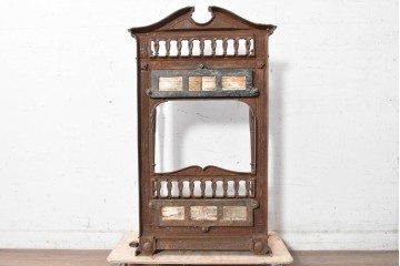 イギリスアンティーク　1920年頃　高級品!　鉄鋳物・真鍮　花模様のタイルが可愛らしいステッキスタンド兼傘立て　(R-090193)