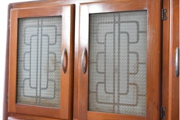 イギリスヴィンテージ　NEATETTE　型板ガラス入り　多彩な収納を備えたオールインワン型キッチンキャビネット　(R-090197)