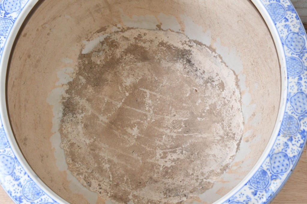 和製ヴィンテージ　昭和中期　特大!!　風情豊かな山水図が美しい瀬戸火鉢　(R-090200)