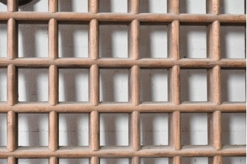 中国アンティーク建具　李朝風建具　素朴な格子デザインの窓1枚　(R-090204)