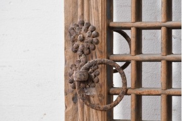 中国アンティーク建具　李朝風建具　素朴な格子デザインの窓1枚　(R-090205)